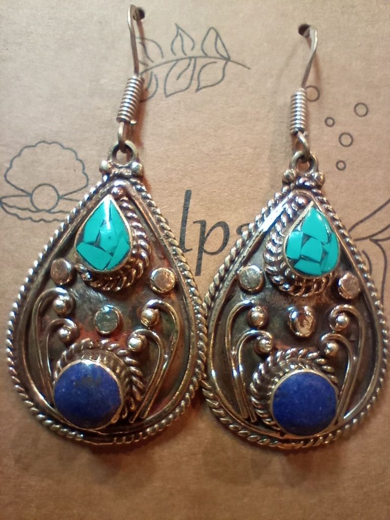 Indian earrings with turquoise inset stones - £12