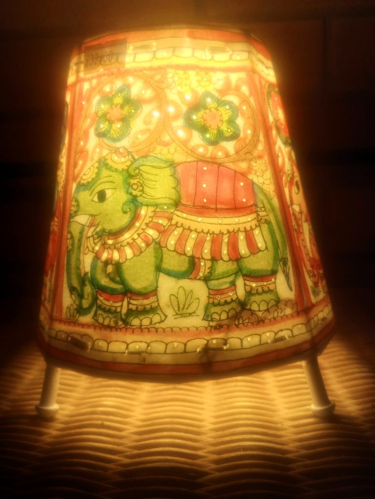 Indian painted leather table light small (includes fittings) - £30