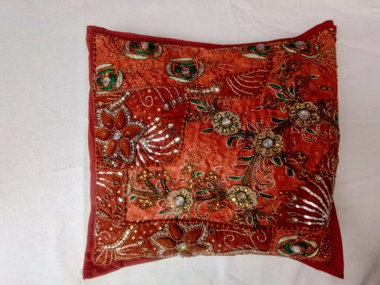 Orange & Red Sequined Cushion - £20 Orange & Red Sequined Cushion