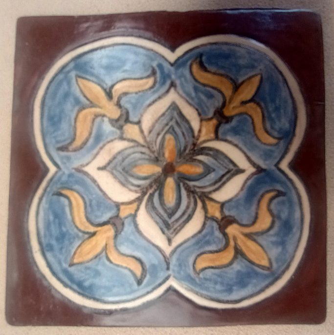 Brown and blue tile/coaster