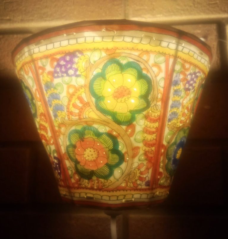 Indian painted leather wall light (includes fittings) - £30