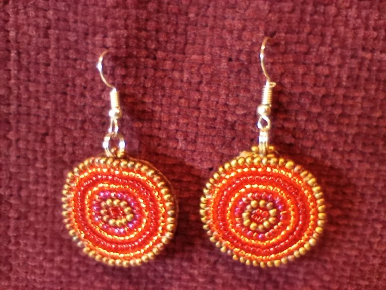 South African Beaded Earrings - Red and Orange - £22 South African Beaded Earrings - Red and Orange