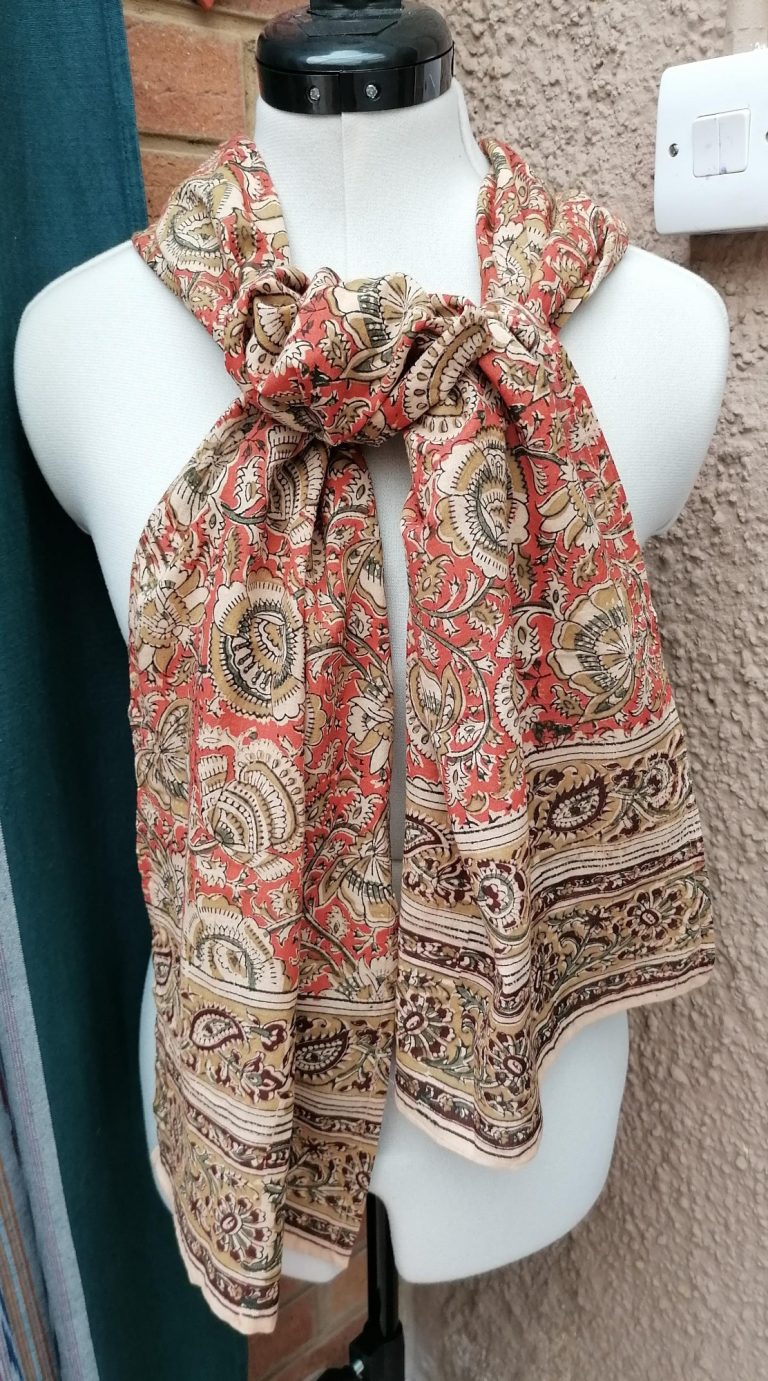 Kalamkari stole in Orange Kalamkari stole in Orange