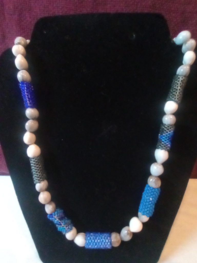 Beaded South African Necklace - Blue - £22 Beaded South African Necklace - Blue