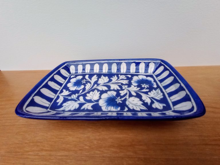 Blue oblong dish - £14 Blue pottery rectangular dish