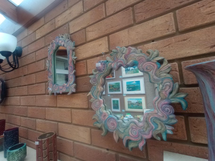 Flower wreath swirl mirror