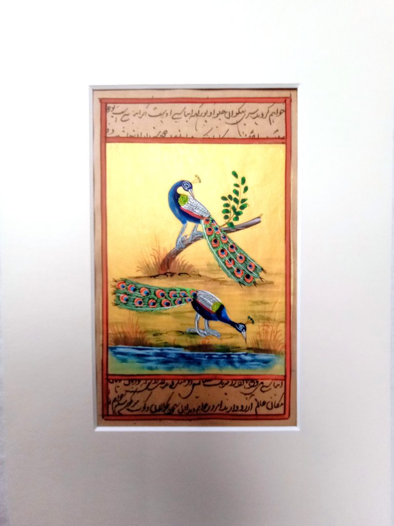 Indian miniature of birds on silk - £75