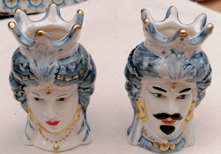 Sicilian ceramic heads pair - £15