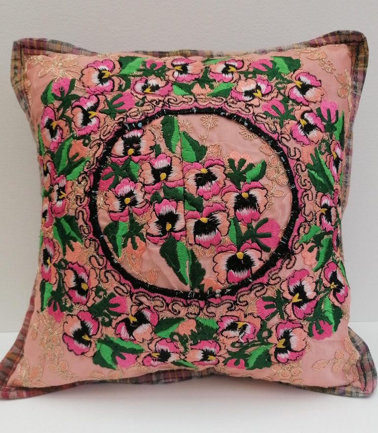 pink Huipil cushion - £50 Upcycled cushion, 40cm