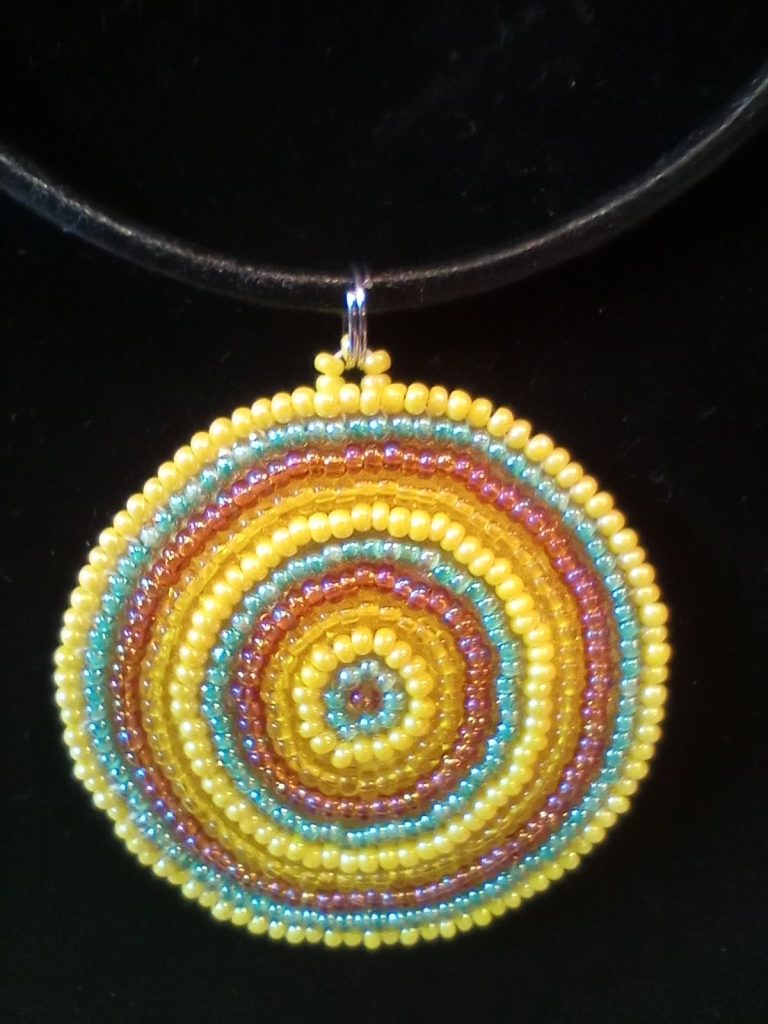 Large circle of life bead pendant - multi coloured - £20