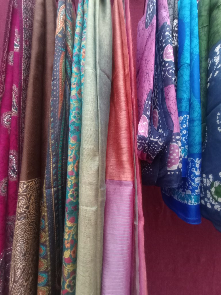 Rack of Indian Scarves Rack of Indian Scarves