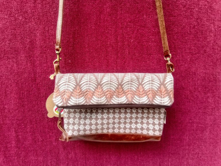 South African textile, leather clutch bag - £70