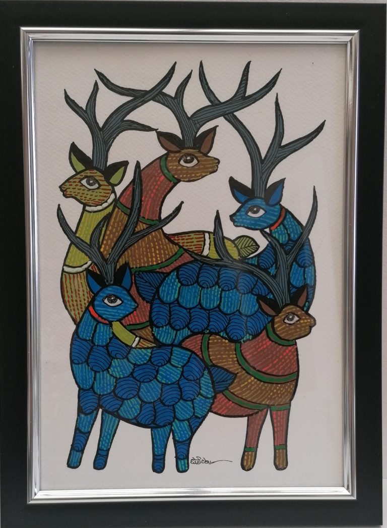 Antlers, Indian folk art by Choti Tekam