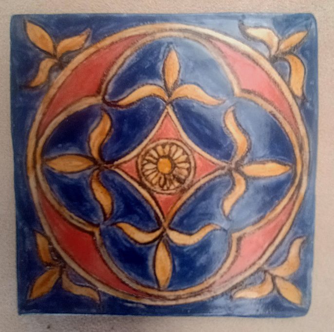 Blue and orange tile/coaster